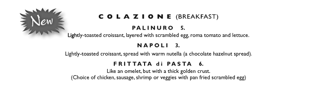 il Capriccio lunch menu - breakfast
