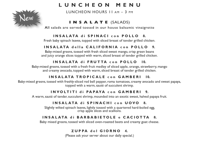 il Capriccio lunch menu - salad